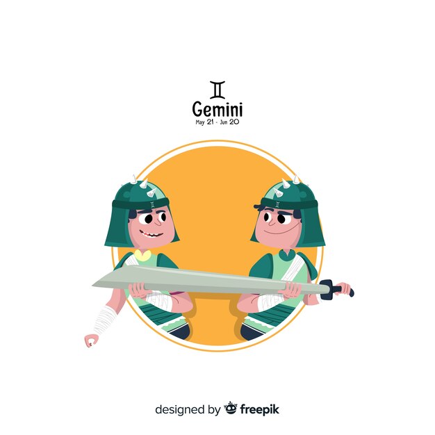 Gemini character hand drawn style