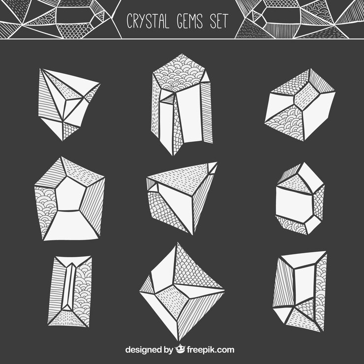 Free Vector  gems set in hand drawn style