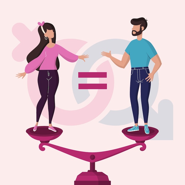Бесплатное векторное изображение Гендерное равенство проиллюстрировано