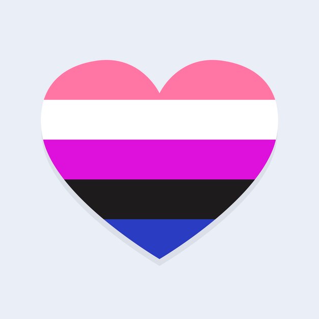 Флаг гендерной жидкости в форме сердца