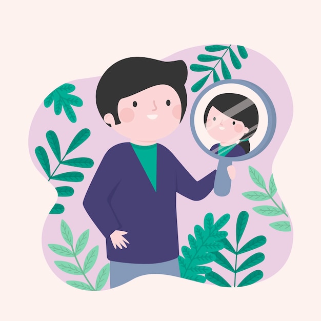 Free vector gender identity concept with mirror