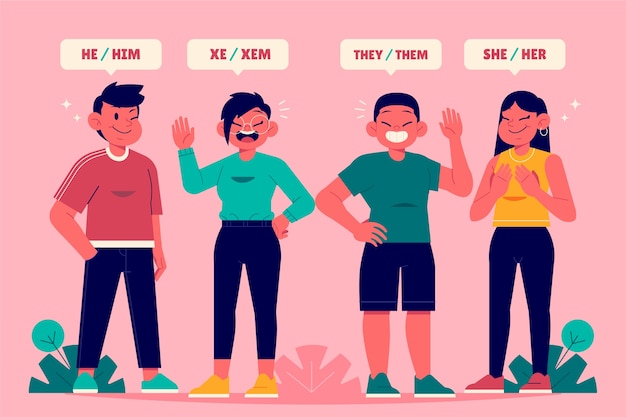 Gender pronouns illustration