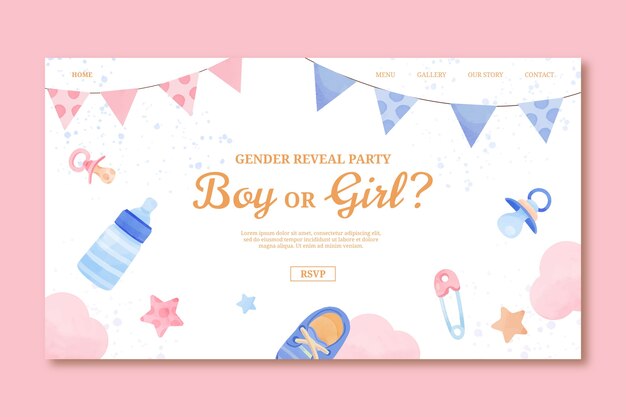 Gender reveal celebration  landing page