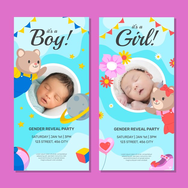 gender reveal celebration  vertical banner