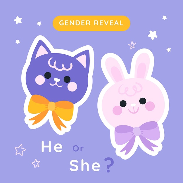 Gender reveal concept illustrated in drawn style