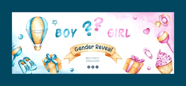 Free vector gender reveal party facebook cover