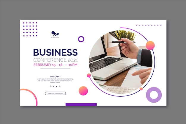 Free vector general business banner template with photo