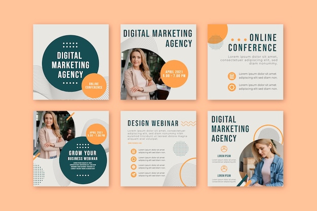 Free vector general business instagram posts collection