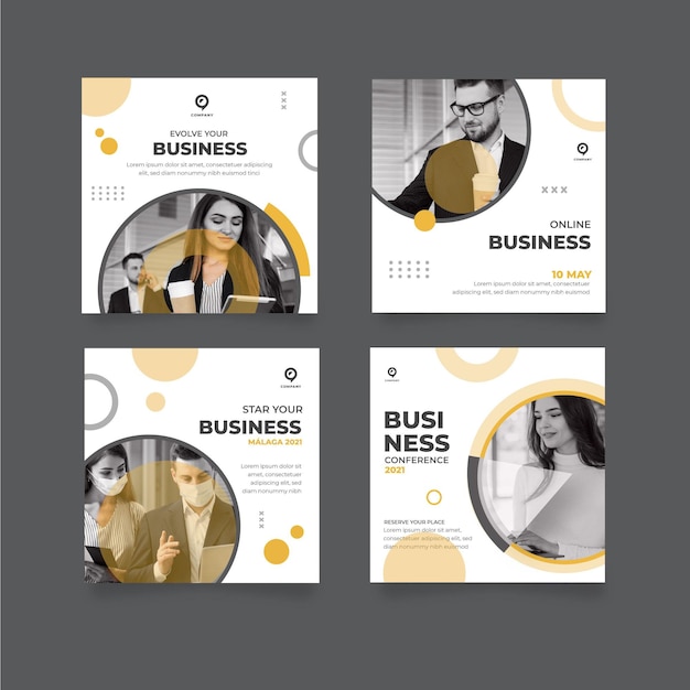 Free vector general business instagram posts set