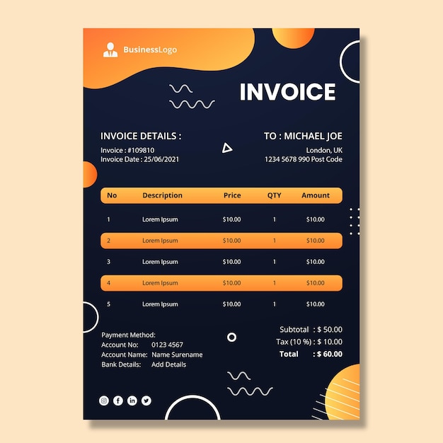 Free vector general business invoice template