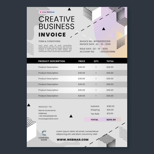 Free vector general business invoice template