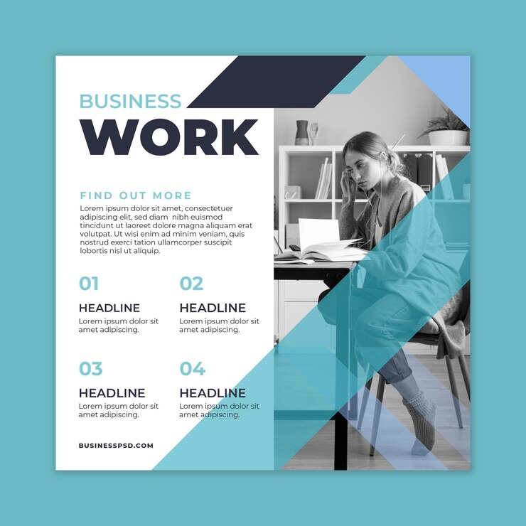 Free Vector general business squared flyer template