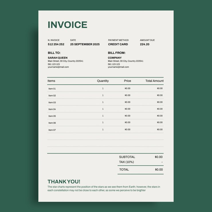 Free Vector generic invoice template design
