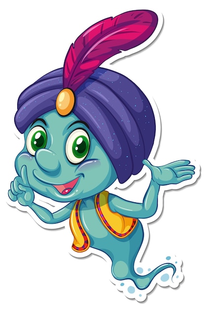 Free vector genie in aladdin cartoon character sticker