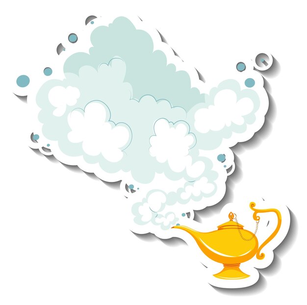 Genie Magic Lamp With Smoke Cartoon Sticker