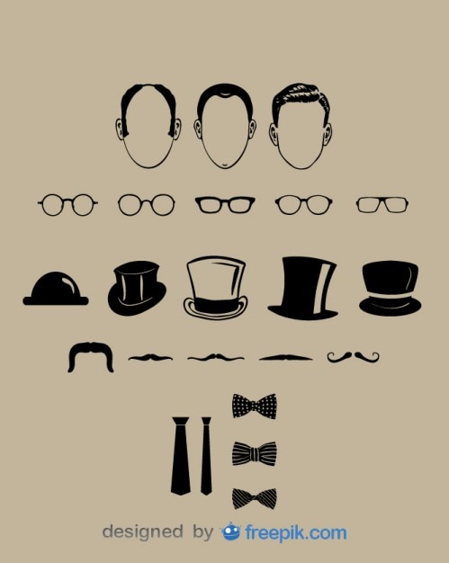 Бесплатное векторное изображение Коллекция джентльмен классический вид векторные элементы