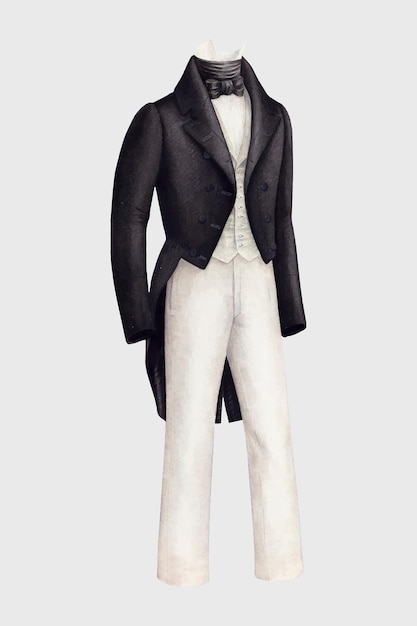 Free vector gentleman's tuxedo vector design element, remixed from artworks by henry de wolfe