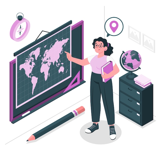 Free vector geography lesson concept illustration