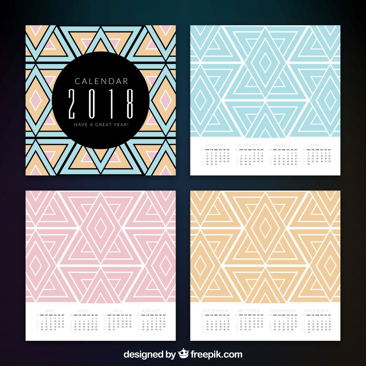 Free Vector geometric 2018 calendar
