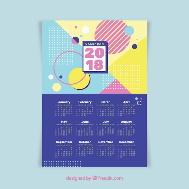 Free vector geometric  2018 calendar