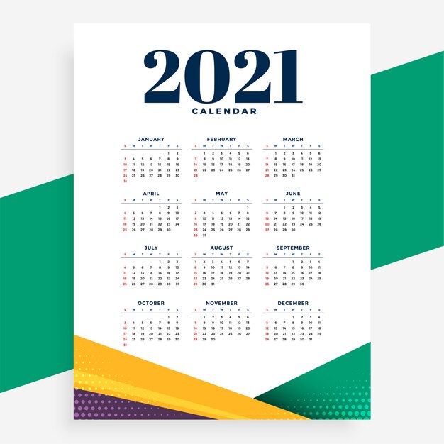 Geometric 2021 modern calendar template