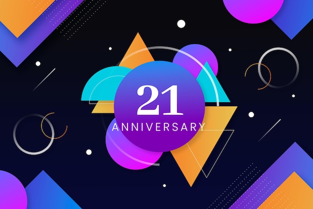 Free vector geometric 21 anniversary background