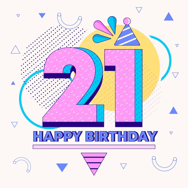 무료 벡터 기하학적 21 주년 배경