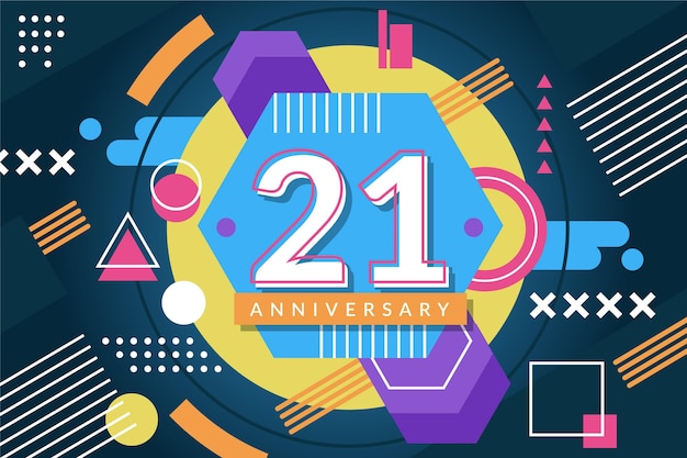 Free vector geometric 21 anniversary background