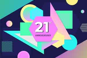 Free vector geometric 21 anniversary wallpaper