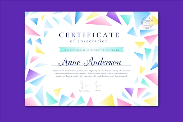 Free vector geometric abstract certificate template