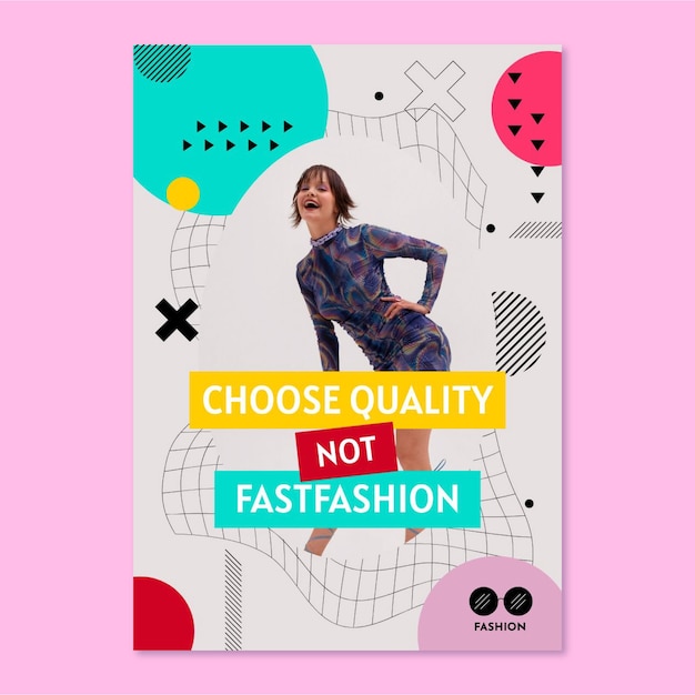 Geometric abstract choose quality, not fast fashion poster