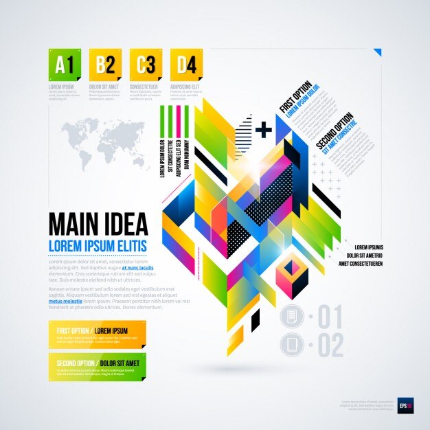 Vettore gratuito geometrico astratto infografica in prospettiva