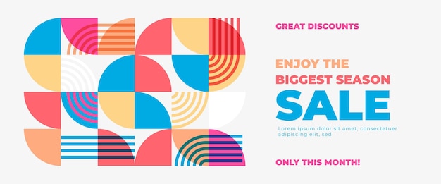 Free vector geometric abstract sale banner with modern and colorful shapes