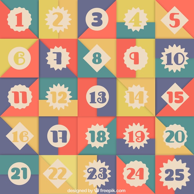 Free vector geometric advent calendar in vintage style