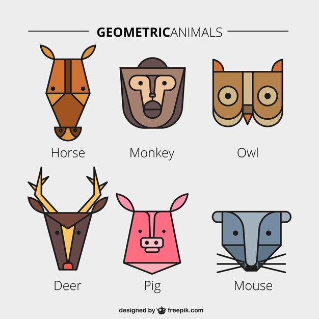 Geometric animal faces