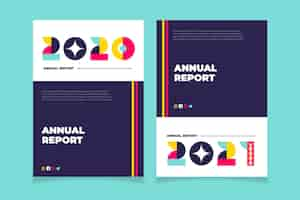 Free vector geometric annual report 2020-2021 templates