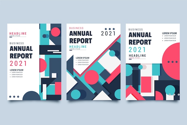Free vector geometric annual report templates