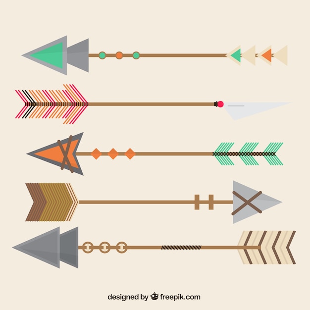 自由矢量几何古董箭头与不同的风格