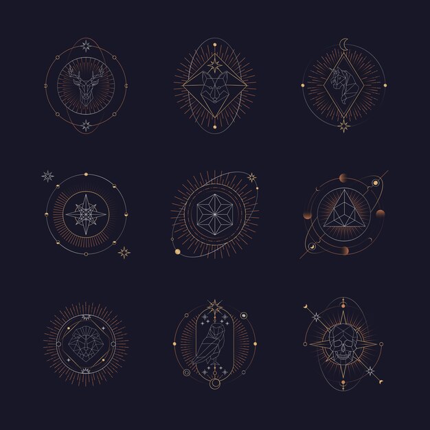Геометрические астрологические символы карты Таро