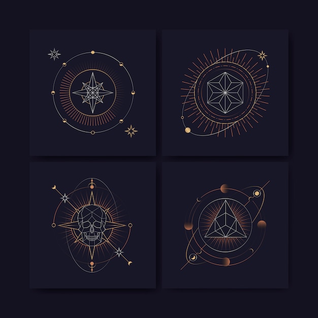 Geometric astrological symbols tarot card