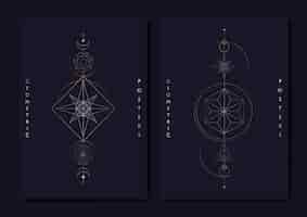 Free vector geometric astrological symbols tarot card