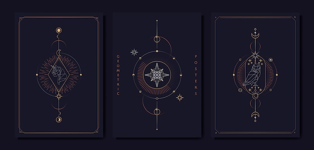 幾何学的​な​占星術​の​シンボルタロットカード