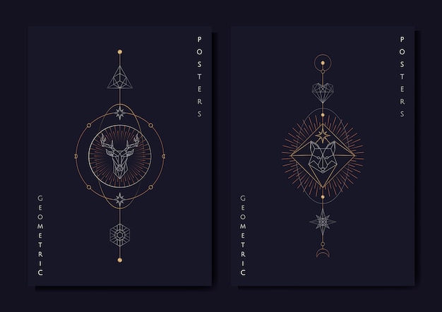 Geometric astrological symbols tarot card