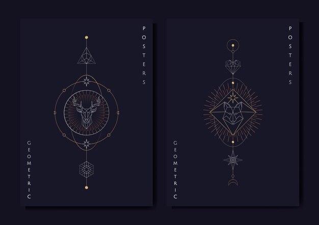 Geometric astrological symbols tarot card