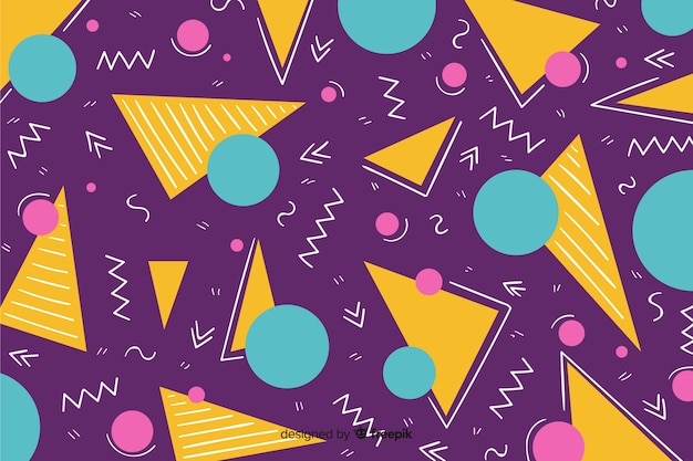 Free vector geometric background in 80s style