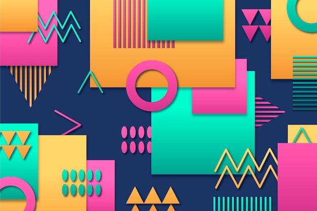 Geometric background with different colorful shapes