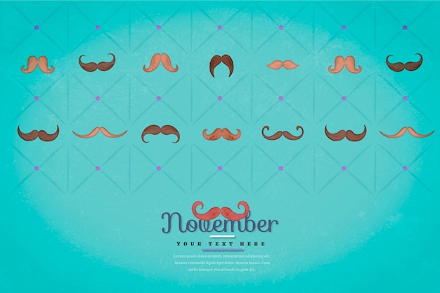 Free vector geometric background with watercolor mustaches