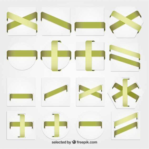 Free Vector geometric badges collection with green ribbons