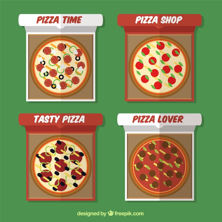 Free Vector geometric badges with pizzas