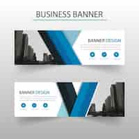 Free vector geometric banner, blue color